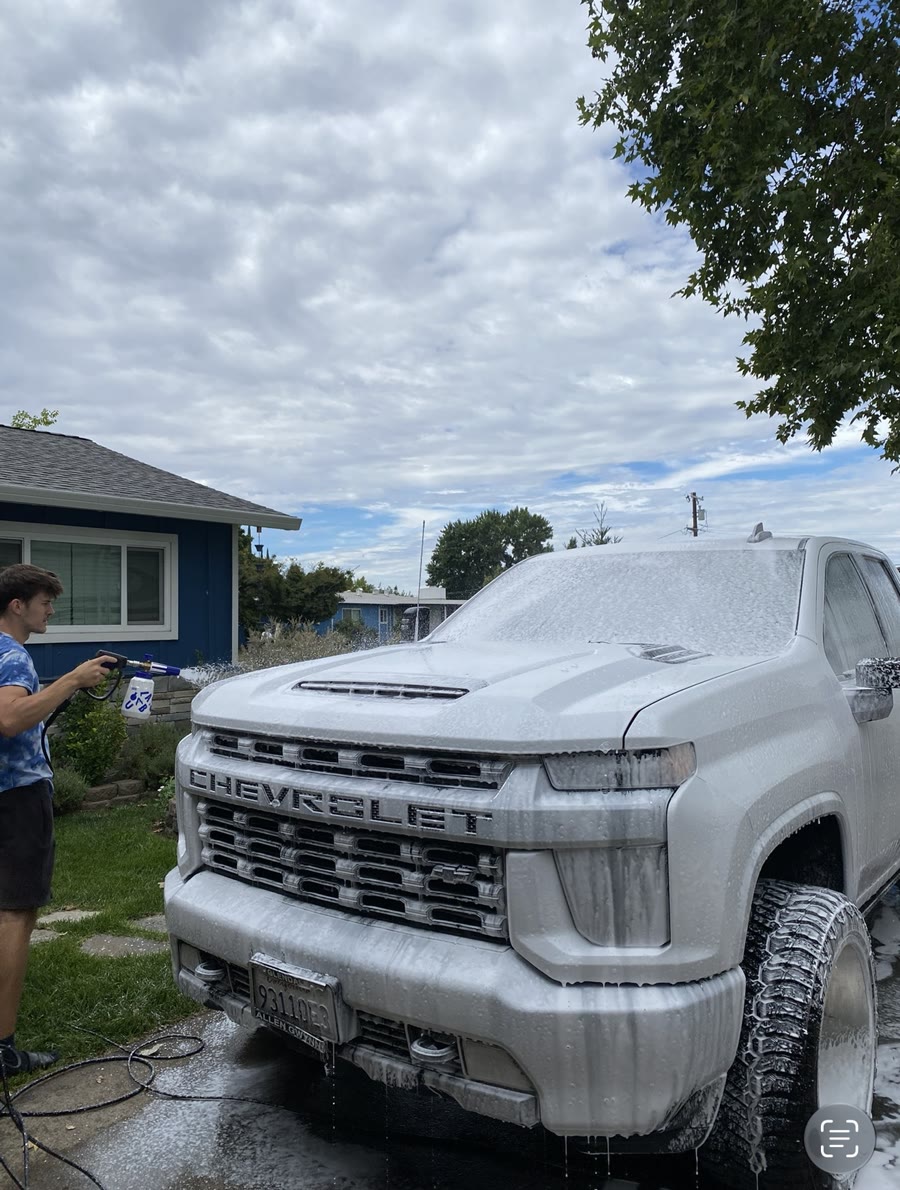 Foam wash on a Chevy Silverado by Sharp Shine